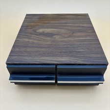 Kenmark Cassette Tape Cabinet 2 Drawer Holder Faux Wood Storage Case Holds 24