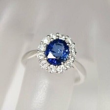 2CT Oval Cut 14k White Gold Plated Lab Created Sapphire  Diamond Wedding Ring