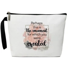 Christian Makeup Bag for Women Accessories Organizer, Religious Gifts Bible V...