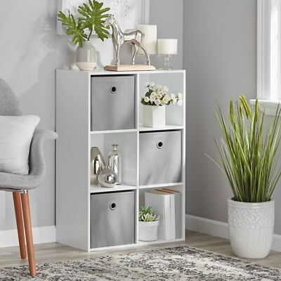 11'' 6-Cube Storage Organizer Bookcase with 3 Open-back Shelves Living Room New