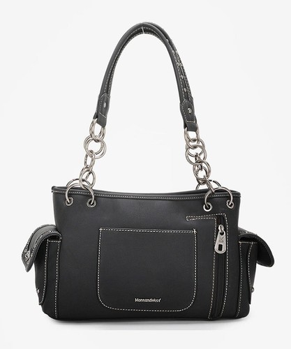MONTANA WEST EMBROIDERED CONCEALED CARRY SATCHEL BAG FEATHER BLACK Western - Bild 2 von 4