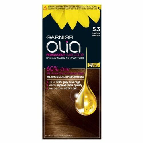 Garnier Olia  GOLDEN BROWN Permanent Hair Dye More Shine 100% Grey Cover  | eBay