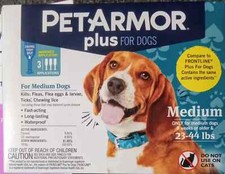 PET ARMOR PLUS FOR DOG 23-44 LBS KILL FLEAS TICKS WATERPROOF 3 DOSES