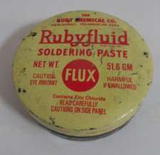 Rubyfluid soldering paste flux tin container vintage
