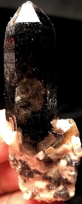 29g Natural Black SMOKY skeletal Elestial QUARTZ Crystal Point  &Phantom  s564