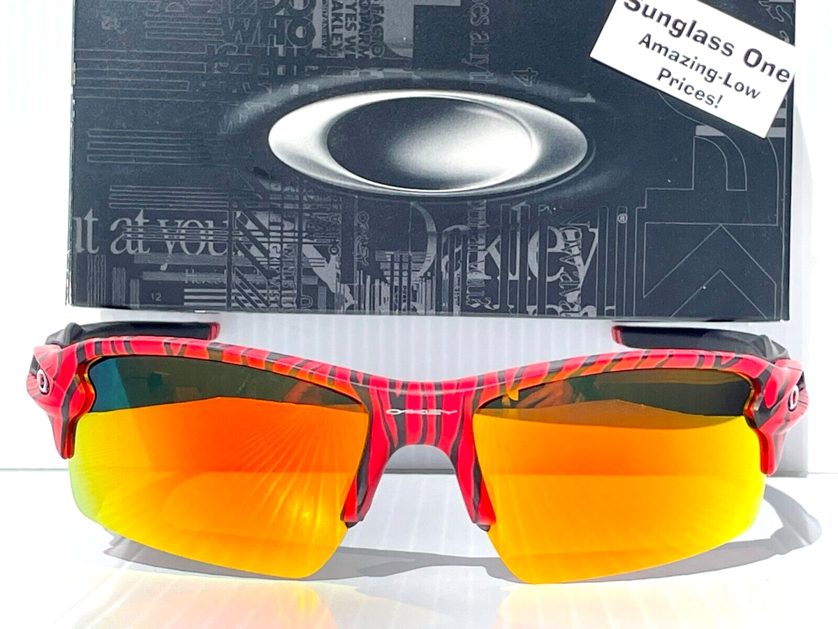 NEW Oakley FLAK 2.0 Red Tiger Stripes POLARIZED Galaxy Ruby Lens
