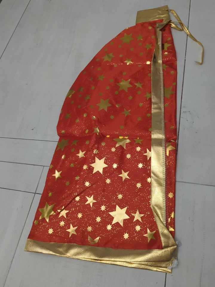 Fantasia cosplay infantil Halloween estrelas douradas vermelhas chapéu bruxo e capa - Imagem 3 de 4