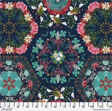Free Spirit Odile Bailloeul Land Art 2 Small Rounds Navy Fabric by The Yard