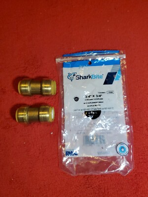 Sharkbite 2 Pieces 3/4'' X 3/4'' Push Fit Coupling, Lead Free Brass, NEW IN BAG!