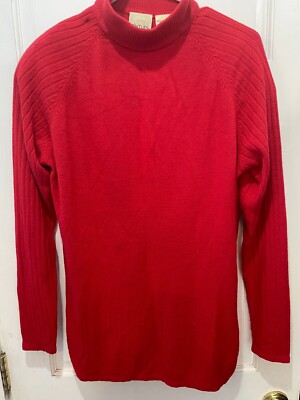 Bentley Red Turtleneck Sweater With Shoulder Pads Women's Medium