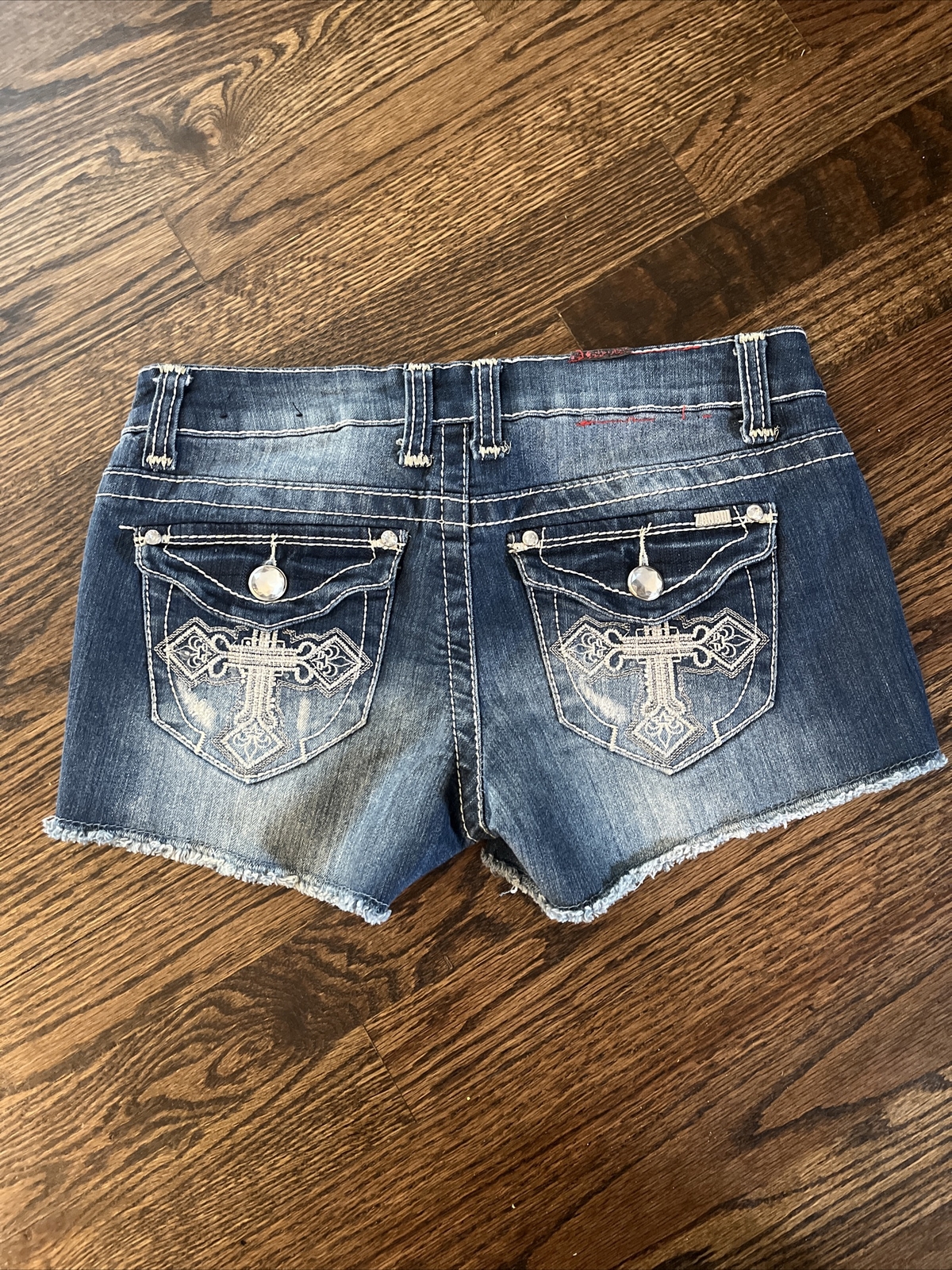 Zanadi Jeans Denim Jean Shorts Size 5 (29) Blue Embroidered Pockets - View 4