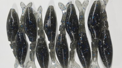 CHATTERBAIT,BLADED JIG,SWIM JIG--TRAILER- 4' (BLUE GILL)--10 PAC GARLC+SALT