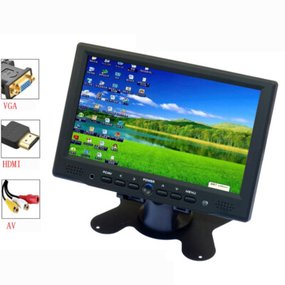 7'' IPS LCD PC Display Screen CCTV Security Monitor VGA HDMI 1080P for DSLR DVR 
