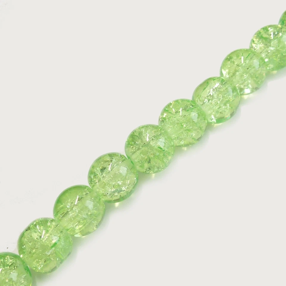 Glasperlen Crackle rund 8 mm peridot grün hell ca.110 Perlen Spacer nenad-design - Bild 4 von 4