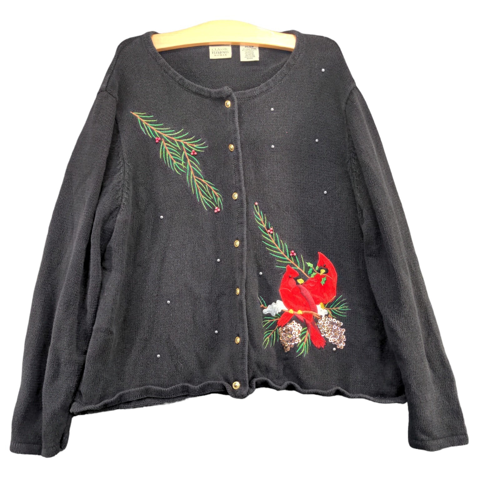 Classic Elements Women's Button Front Embellished… - image 1