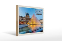 Holzschild Reise 40X30 Cm Paris Frankreich Louvre Museum Deko Schild