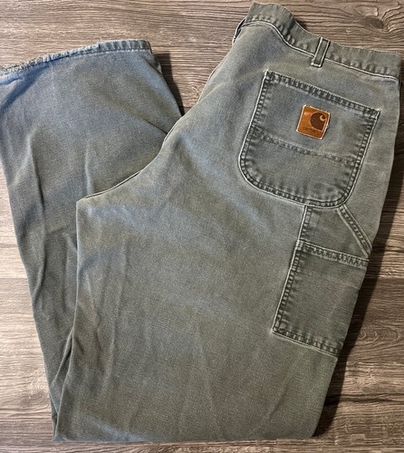 Pantalones de trabajo Carhartt B11 MOS originales peto calce lona verde talla 42x34 - Imagen 2 de 12