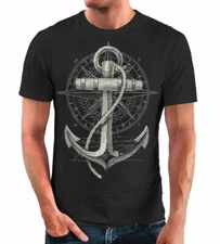 Neverless® Herren T-Shirt Print Aufdruck Anker Kompass Motiv Maritim Meer