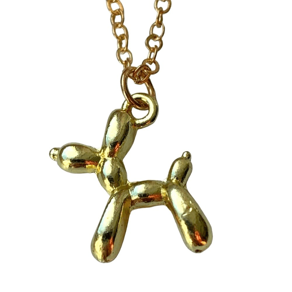 Gold Balloon Dog Charm Pendant Necklace Jeff Koons Pop Art