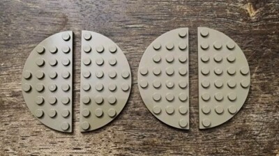 LEGO Dark Tan Plate, Round Half 4 x 8 QTY 4 Part No. 22888