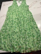 Adore Me Green Print Sleeveless Tiered Midi Dress Size 2X Green Sundress
