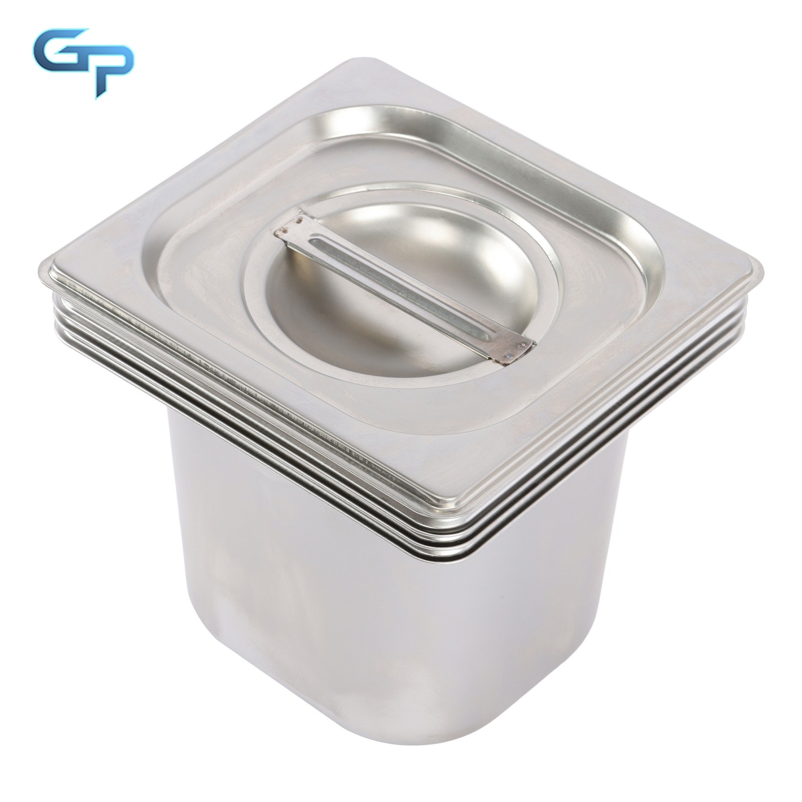 4 Pack 1/6 Size 6 Inch Deep Stainless Steel Hotel Pans - Commercial Food Pans