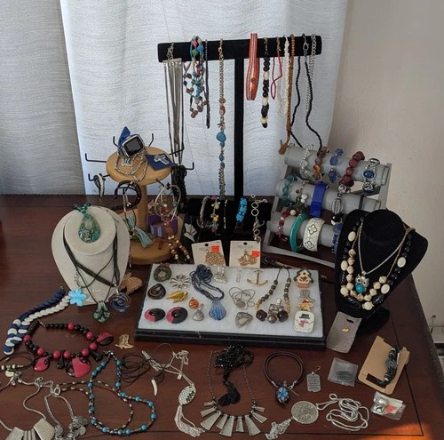 Vintage Estate Silver Tone Costume Jewelry Mixed Lot Necklaces Bracelets