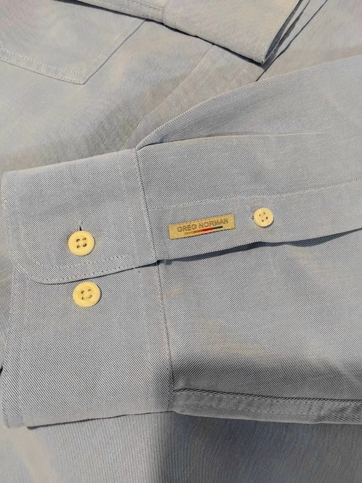 Greg Norman Mens Long Sleeve Button Up Blue Shirt Size L Excellent Cond Golf - image 4 of 4