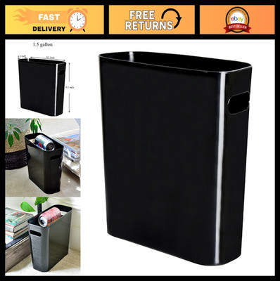 1.5 Gallon Slim Trash Can - Small Plastic Garbage Bin with Handles for Home & Of