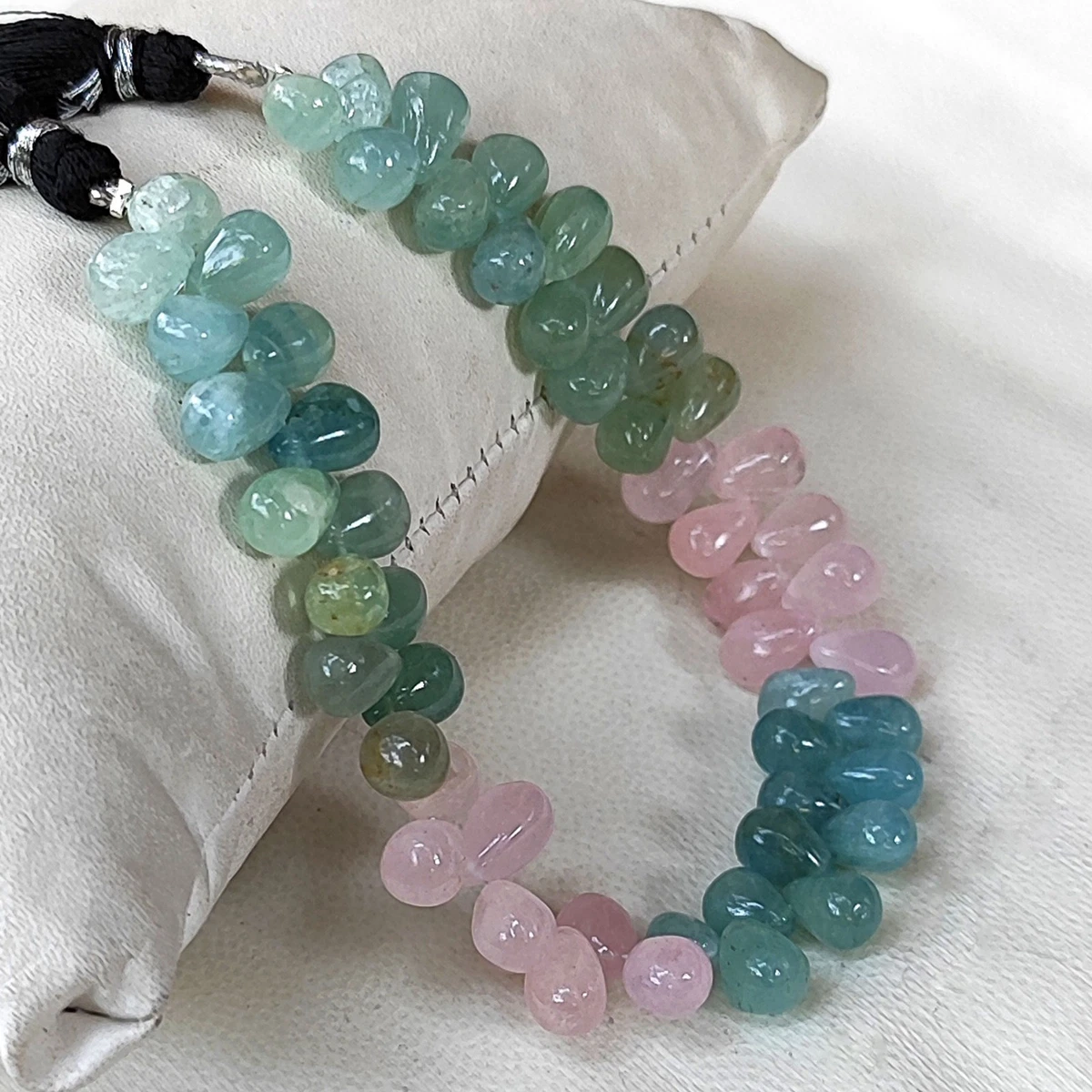 Natural Multi Beryl Gems 7x5 to 8x6 mm Size Smooth Teardrop Beads 7" Strand