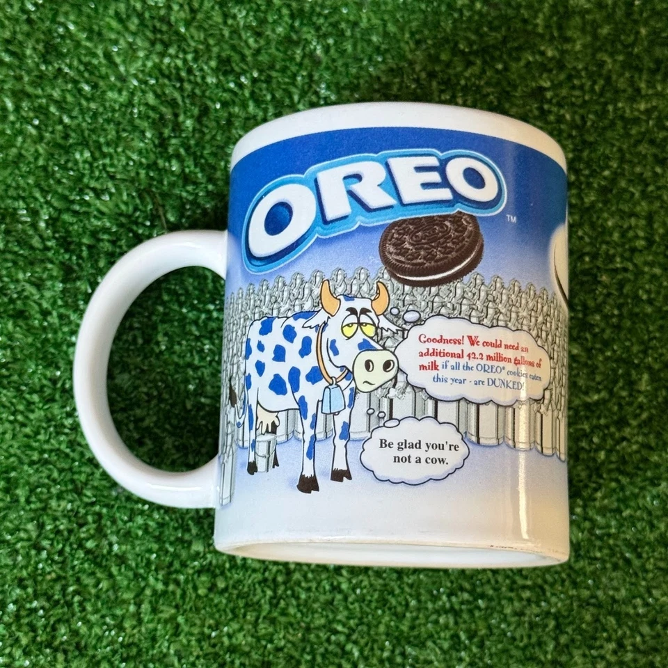 Taza de café coleccionable vintage Nabisco Oreo Cookie "Be Glad You're Not A Cow" Foto 3 de 4