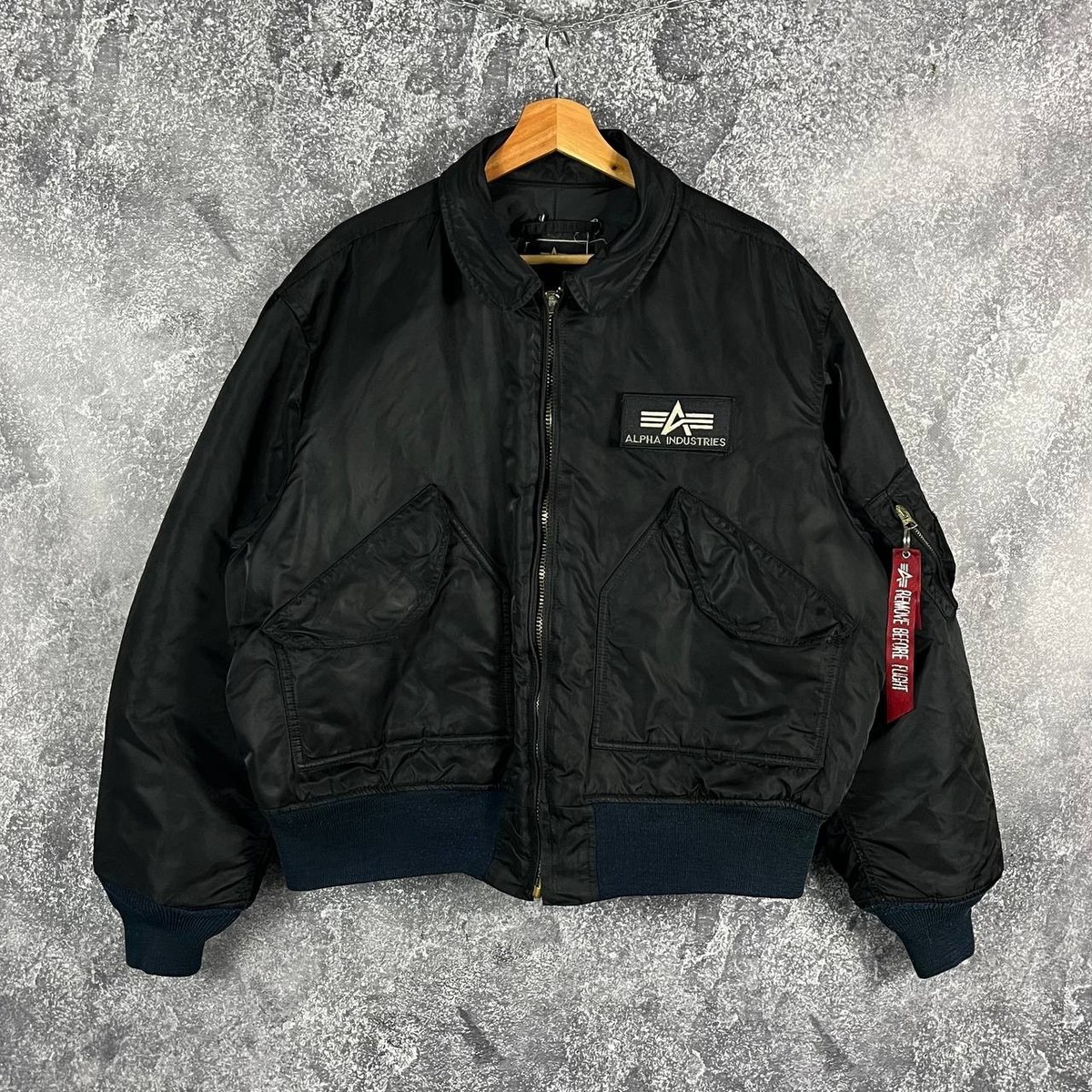 Alpha Industries CWU-45 Flying Bomber Jacket Vintage Black Size XL