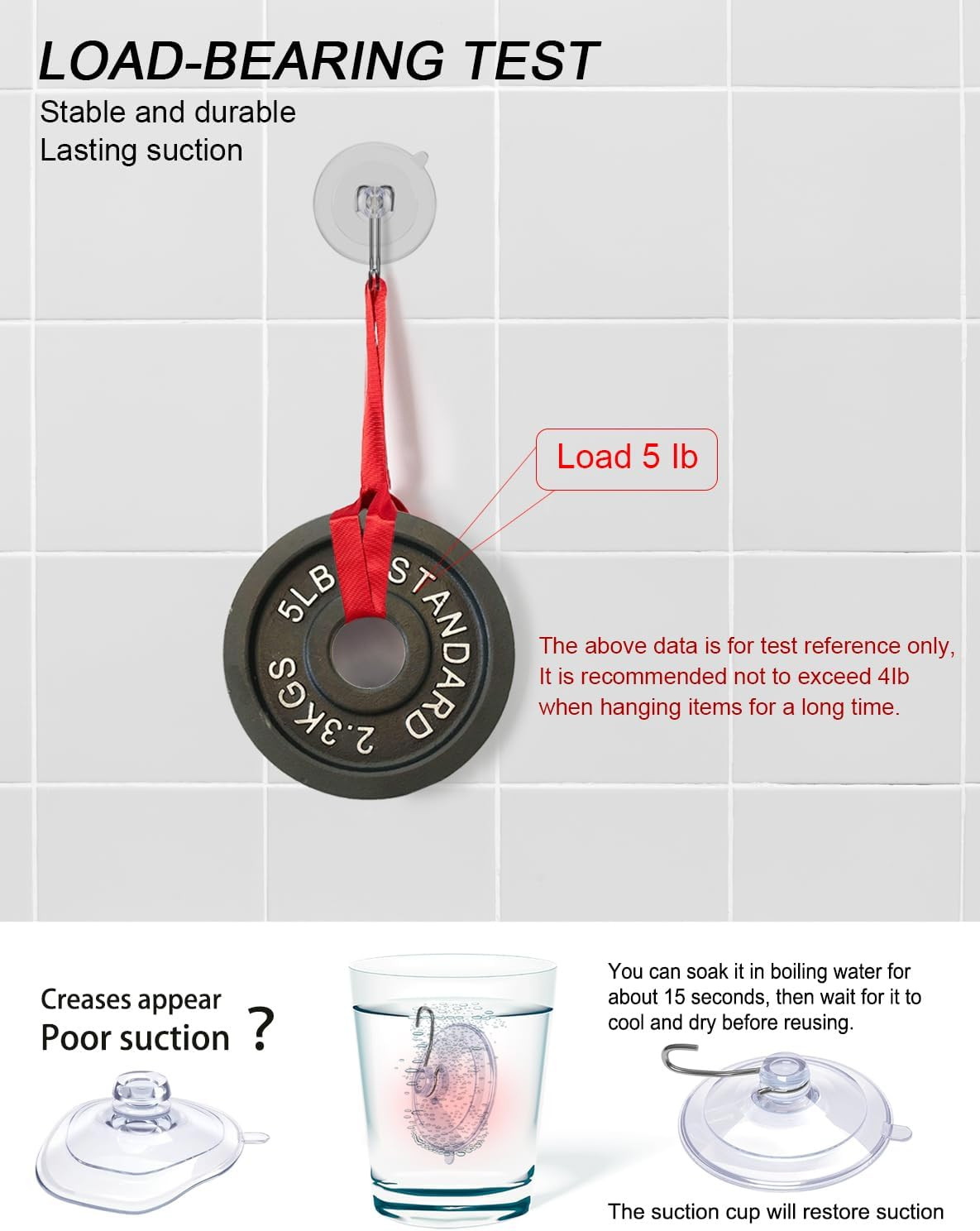 Suction Cup Hooks, Transparent PVC Removable Reusable, for Glass Windows, Mir...