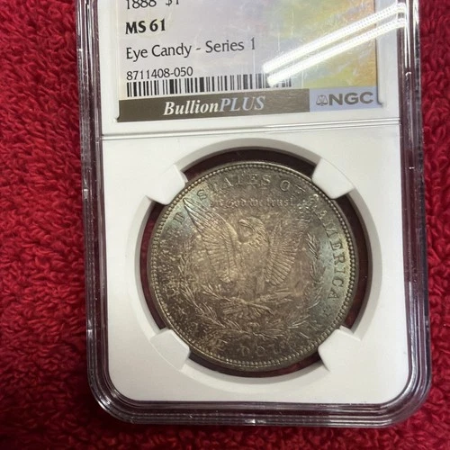 1888 Morgan Silver Dollar NGC MS 61 🌈 Gorgeous Rainbow Toning
