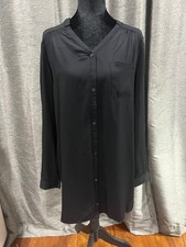 NWOT Mink Pink Black shirt knee length dress roll up sleeves size S