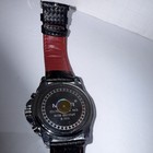 MEGIR Men's Quartz Chronograph Tachymeter Watch Black Dial Black/Red Leather — photo 4
