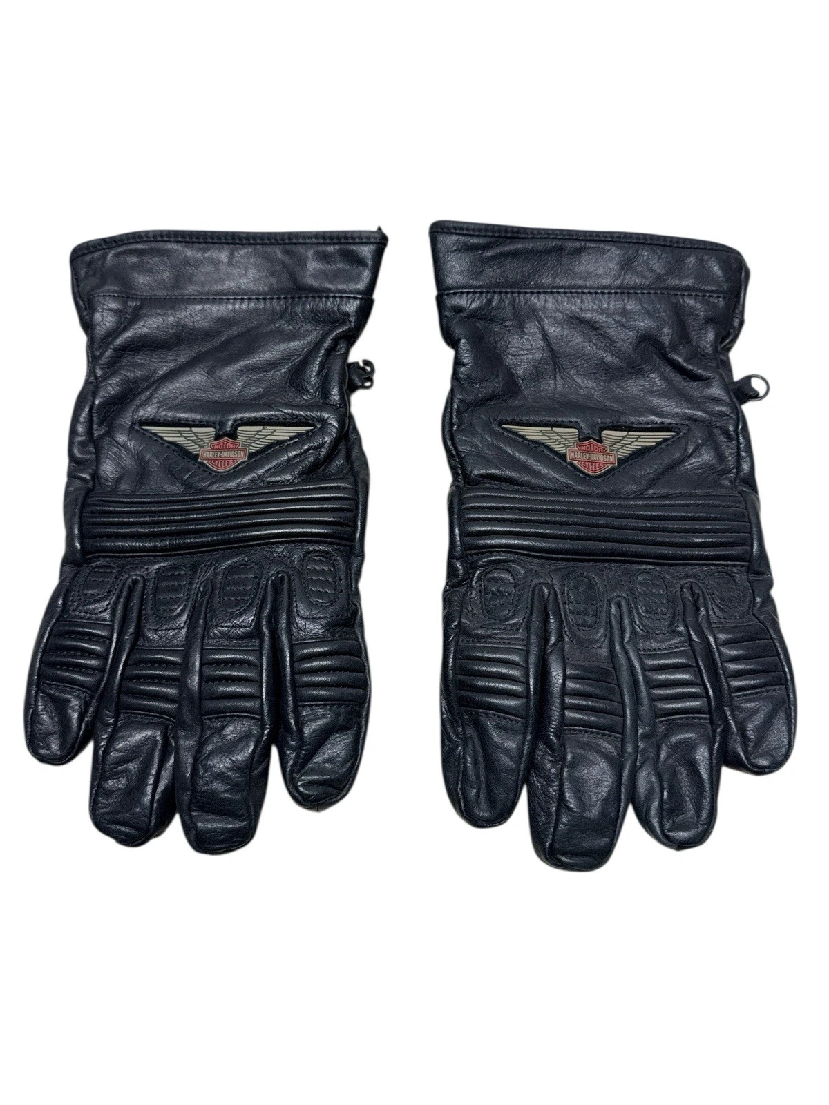 Harley Davidson Logo Leather Gloves Riding Insulated Mens Black Size M