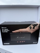 Image of Marshall Emberton II Bluetooth Speaker Black And Steel/ black and gold