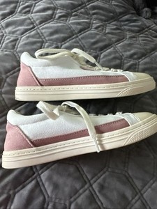 Tory Burch Sneakers White & Pink Canvas Size 7.5 Shoes