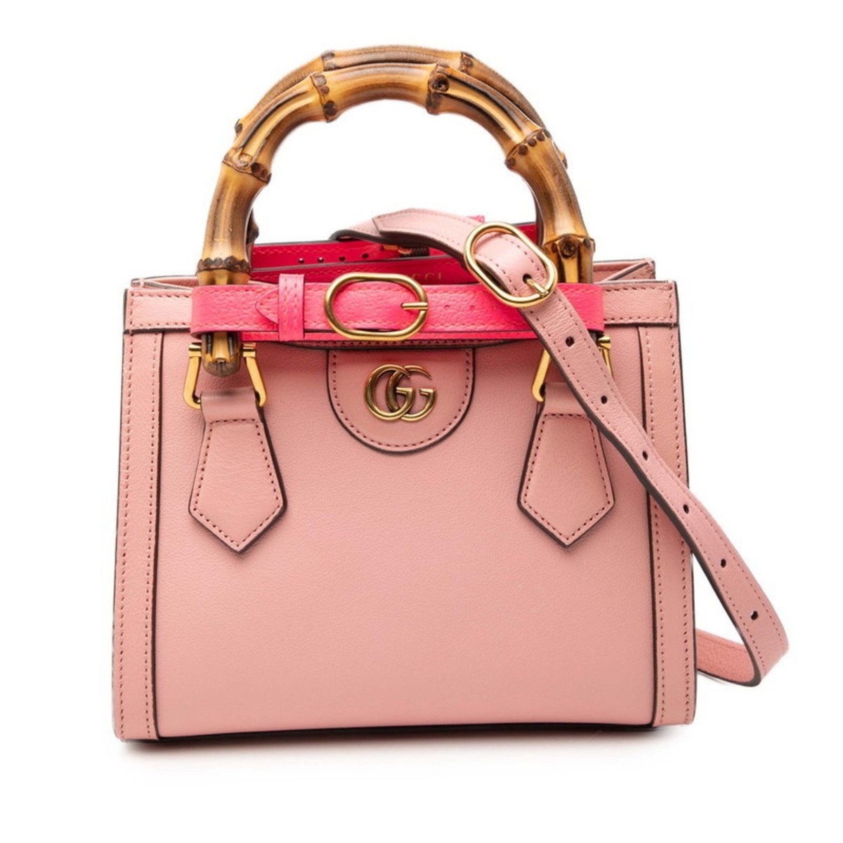 【中古】「非常に良い」TAKUMI Mini Chimney am2 TKM60-PK ピンク Gucci Bamboo Diana Handbag/Shoulder Bag 2WAY 655661 Pink Leather W