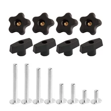 POWERTEC 71121 T Track Knob Kit w/ Threaded Knobs and 5/16”-18 T Slot Bolts, ...