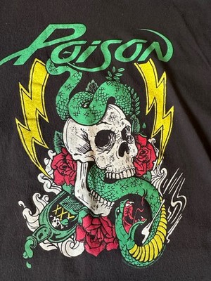 Poison Band T-Shirt Men s 2XL Black Skull Snake Roses Graphic Rock Tee
