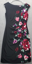 Lauren Ralph Lauren Sheath Dress Womens Petite 4 Multi Floral Lined Ruched Side