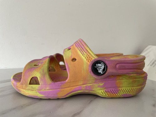 Crocs Marbled Sandale Clog Schuhe Iconic Comfort 207779 Gr. C10 Kind rosa gelb - Bild 4 von 24