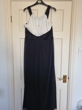 STUNNING AX PARIS  CURVE SZ 20 BLK/WHITE EVENING/PROM DRESS BEAD DETAIL WAIST