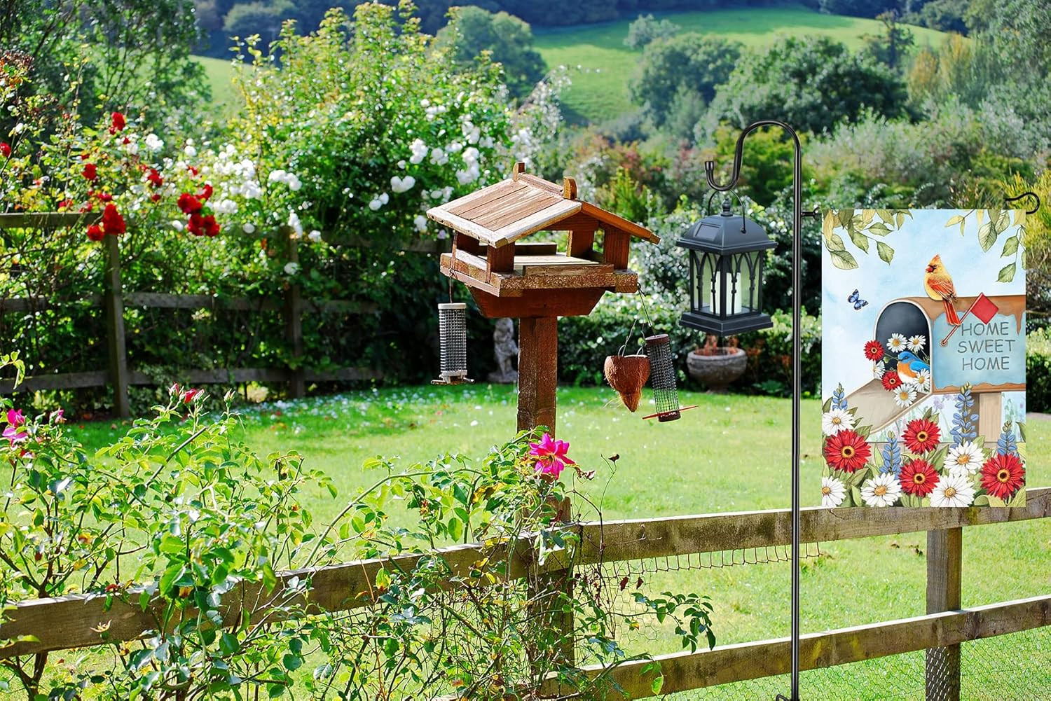 Garden Flag Stand and Shepherd Hook,48 Inch 48 Inch, Hook 1 Pack 