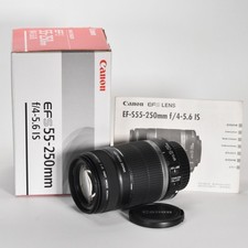 Canon EF-S 55-250mm f/4-5.6 IS Zoom Lens with User Manual Box MINT
