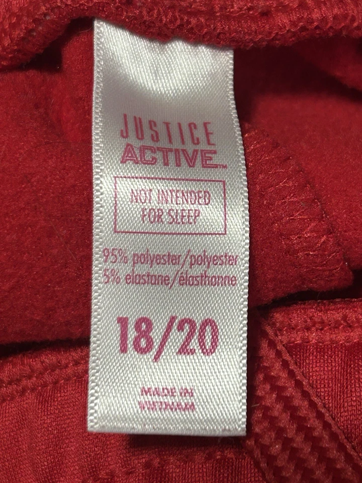 Красные бегуны для девочек Justice с белой полосой размер 18/20 б/у в отличном состоянии - Изображение 4 из 4