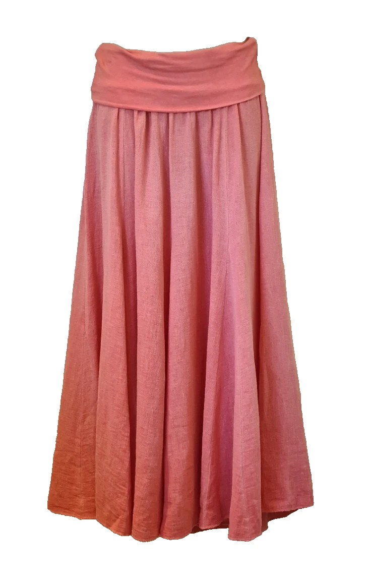 Italian Washed Linen Coral High Waist Panel Lagenlook Skirt One Size UK 8-14 New
Opens in a new wind