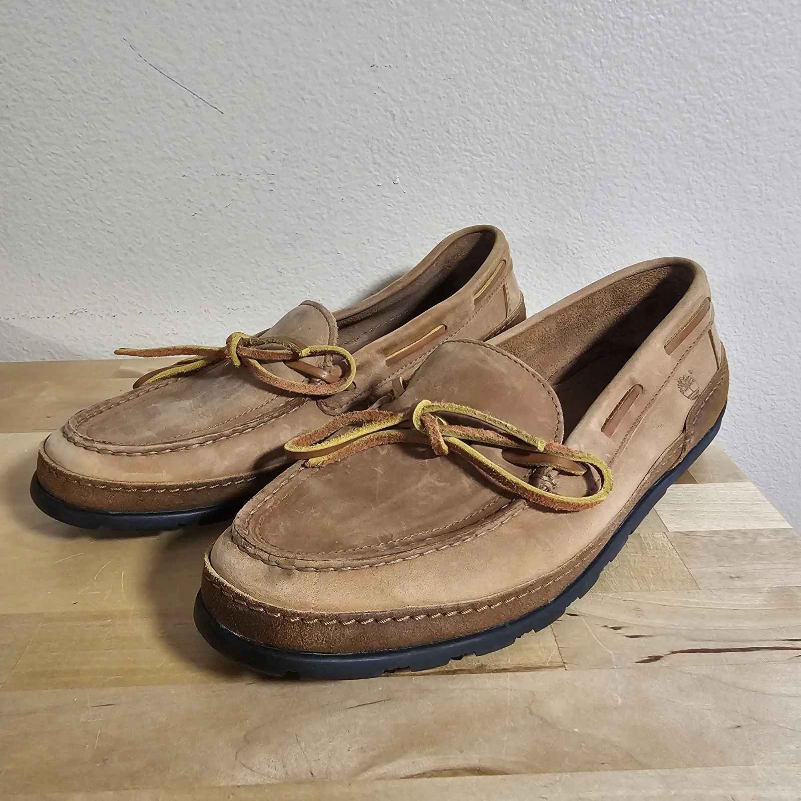 Scarpe da barca Timberland uomo 11 M mocassino casual slip on piatto marrone pelle scamosciata